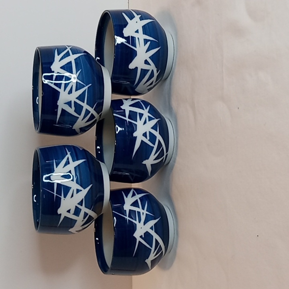 Mino Ware Pottery Blue & White Sakki / Tea Cup Set of 5 Made JAPAN